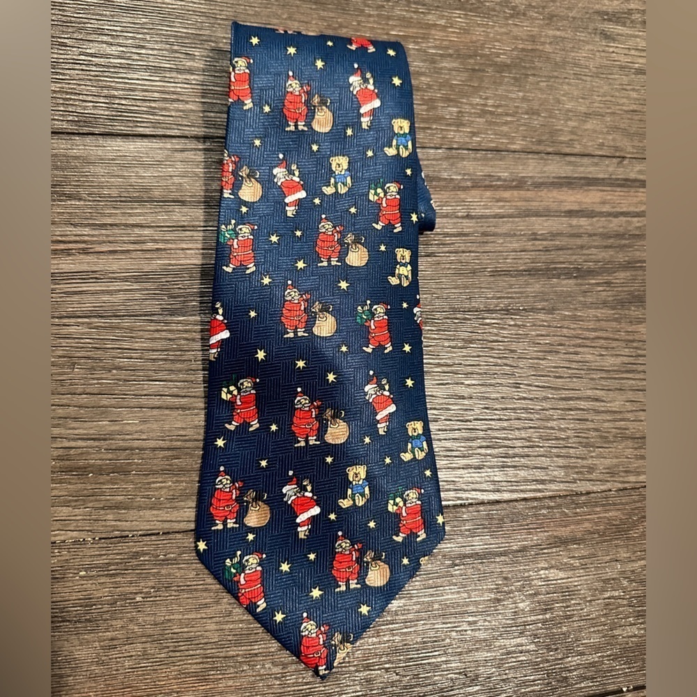 Crescent Bay‎ blue Santa Christmas Gifts Bears novelty necktie tie, NWOT